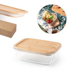 Sklenený box na obed s bambusovým vekom 1000 ml