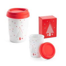 Porcelánový cestovní hrnek s vánoční dekorací