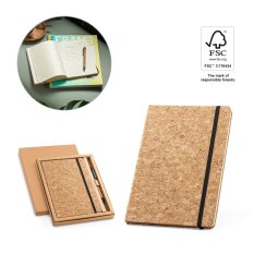 Korková sada zápisníku A5 a kuličkového pera