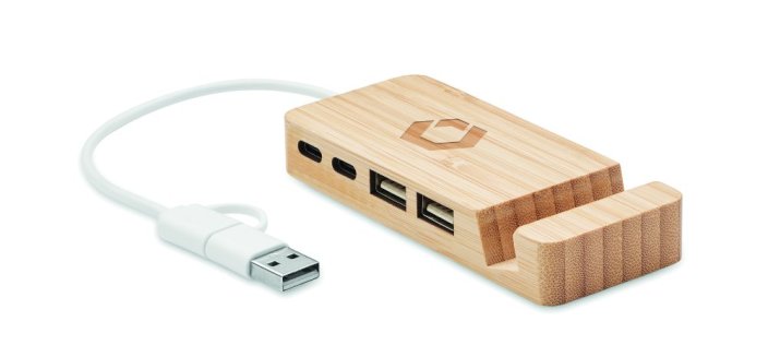 Bambusový USB rozbočovač