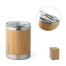 Dvojstenný cestovný hrnček z bambusu a nerezu 350 ml