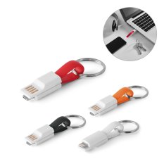 USB nabíjací kábel 2 v 1 s krúžkom na kľúče
