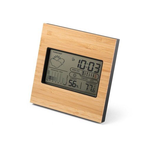 Stolní meteostanice z bambusu a ABS