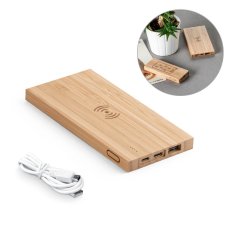 Bambusová powerbanka 5 000 mAh s bezdrátovým nabíjením