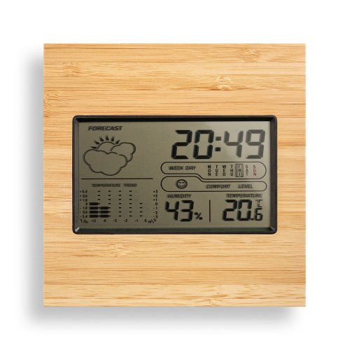 Stolní meteostanice z bambusu a ABS