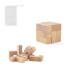 Dřevěné puzzle se 7 dílky v bavlněném sáčku