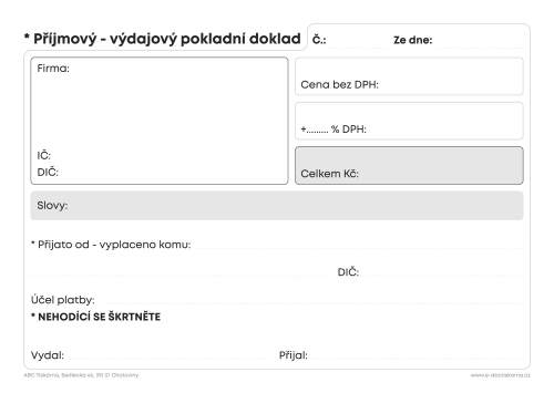 Univerz. příjmový výdajový pokl. doklad A6 propis., 50 listů