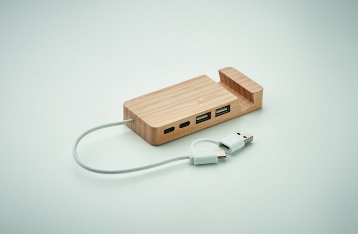 Bambusový USB rozbočovač